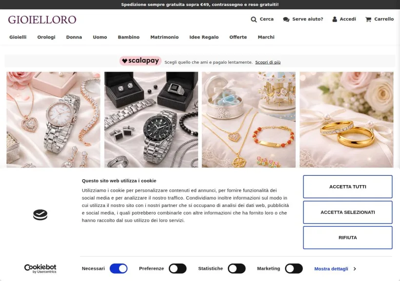Schermata della pagina offerta di Gioielloro