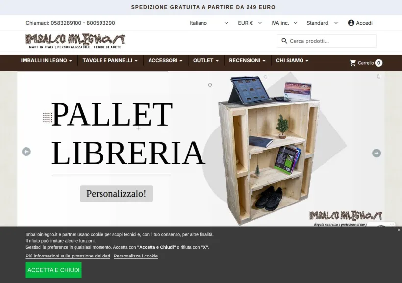Schermata della pagina offerta di Imballoinlegno.it