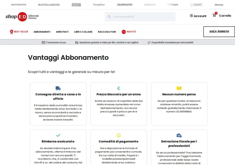 Schermata della pagina offerta di ShopED