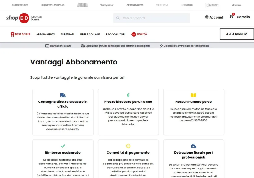 Schermata della pagina offerta di ShopED