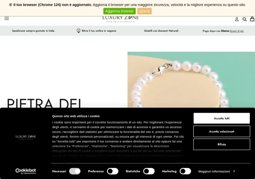 Schermata della pagina offerta di Luxury Zone