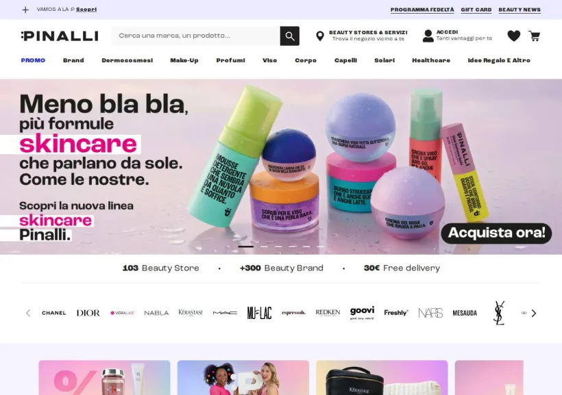 Schermata della pagina offerta di Pinalli 