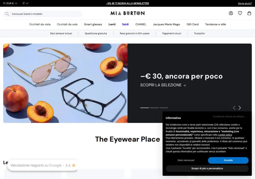 Schermata della pagina offerta di Mia Burton