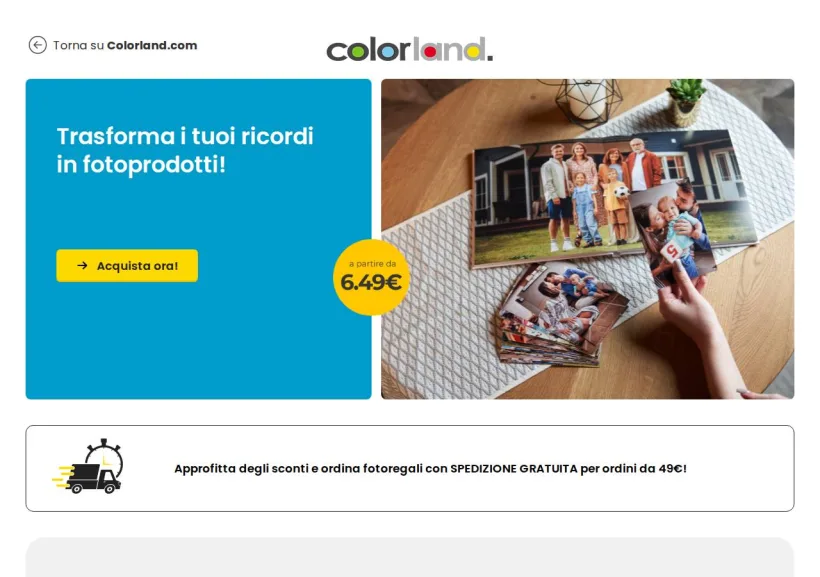 Schermata della pagina offerta di Colorland