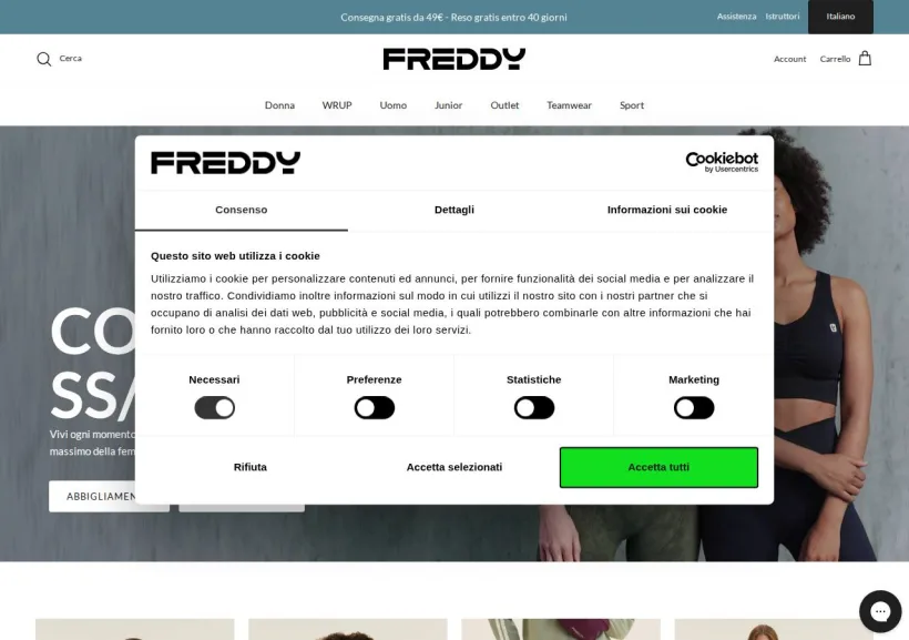 Schermata della pagina offerta di Freddy