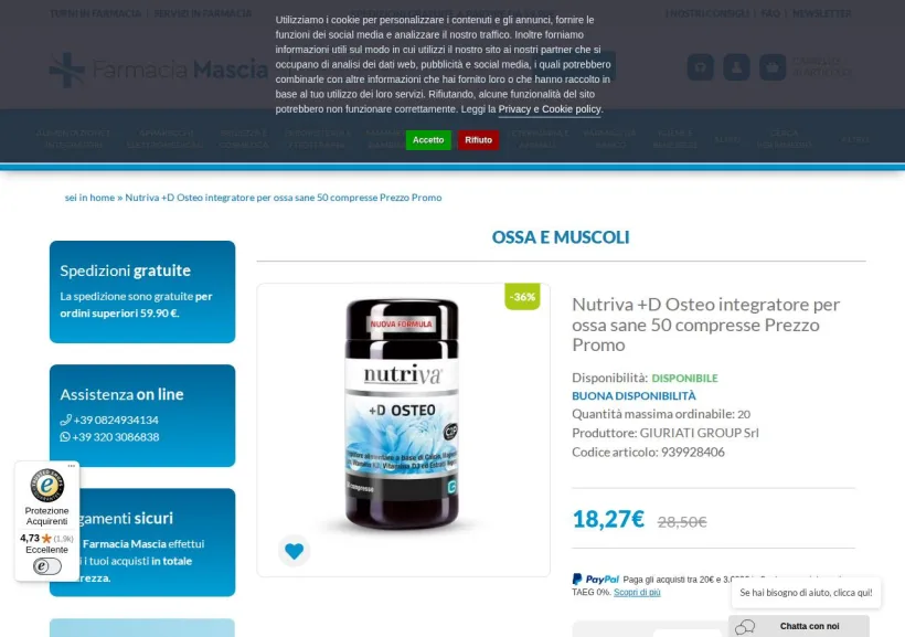Schermata della pagina offerta di Farmacia Mascia