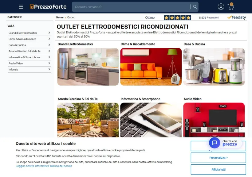 Schermata della pagina offerta di PrezzoForte