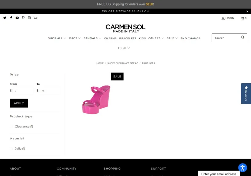 Schermata della pagina offerta di Carmen Sol