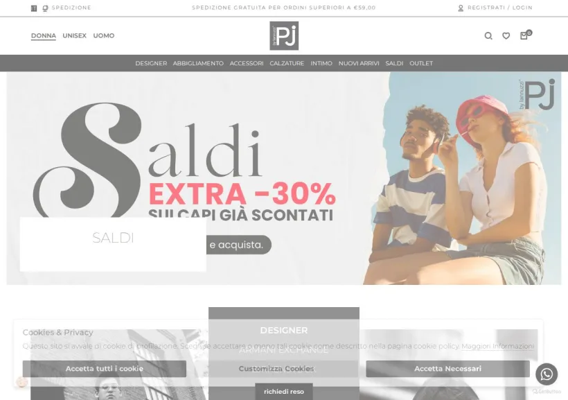 Schermata della pagina offerta di PJ by Iannuzzi