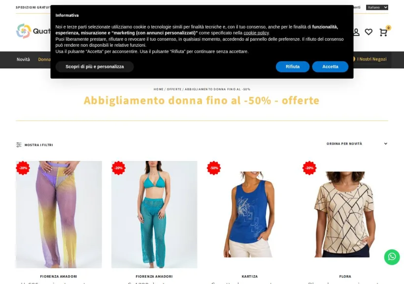 Schermata della pagina offerta di Quattro Stagioni