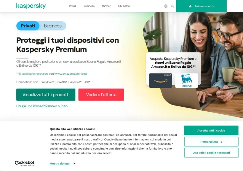 Schermata della pagina offerta di Kaspersky