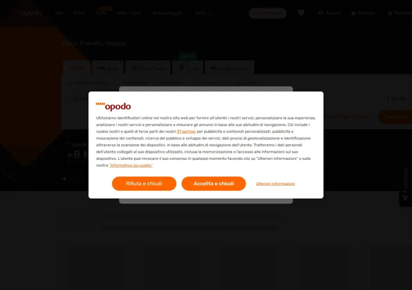 Schermata della pagina offerta di Opodo