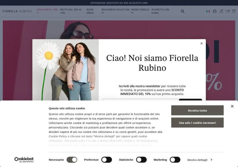 Schermata della pagina offerta di Fiorella Rubino