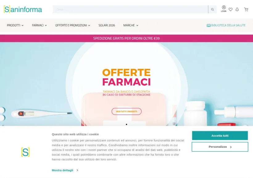 Schermata della pagina offerta di Saninforma