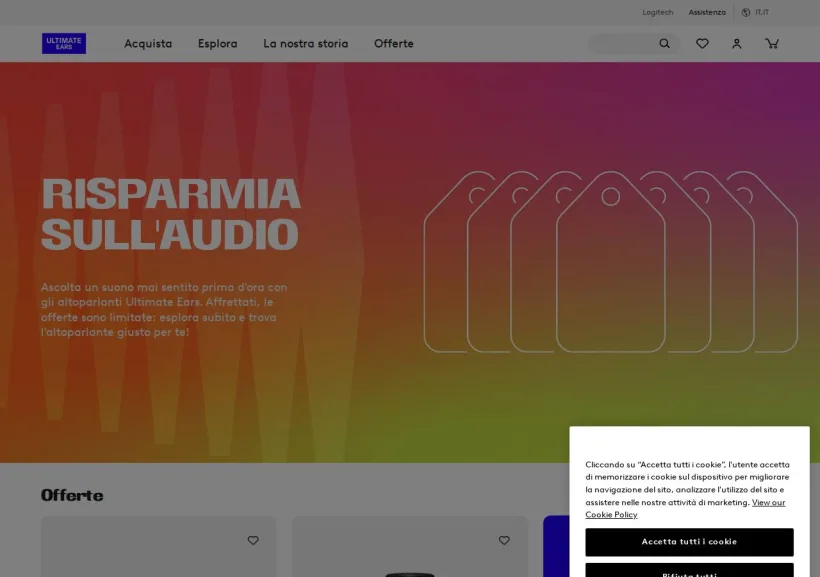 Schermata della pagina offerta di Ultimate Ears