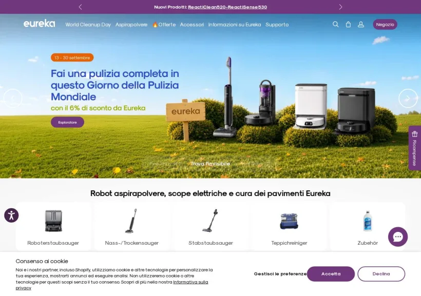 Schermata della pagina offerta di Eureka
