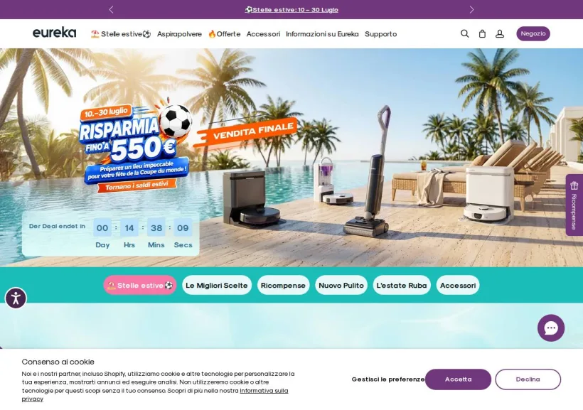 Schermata della pagina offerta di Eureka