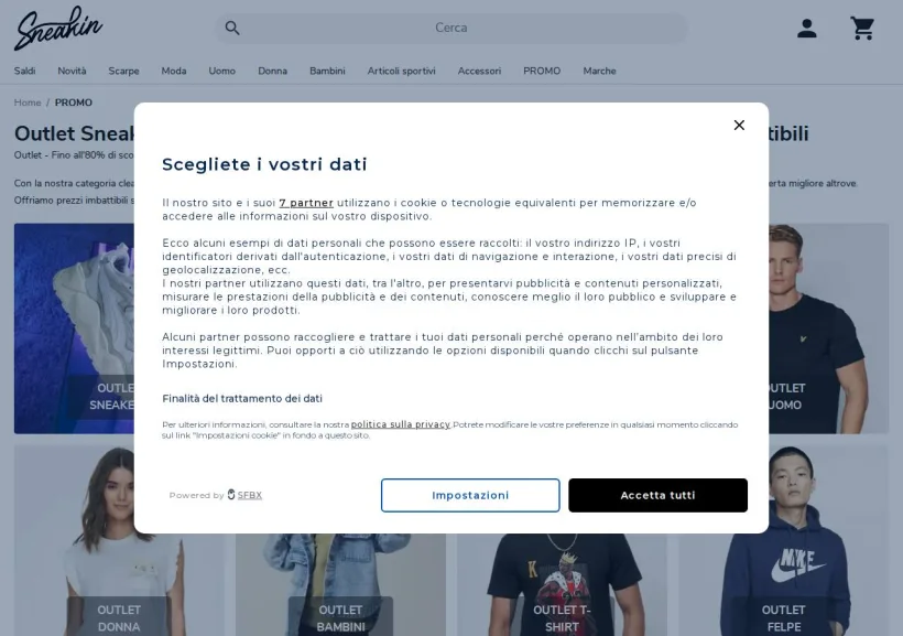 Schermata della pagina offerta di Sneakin