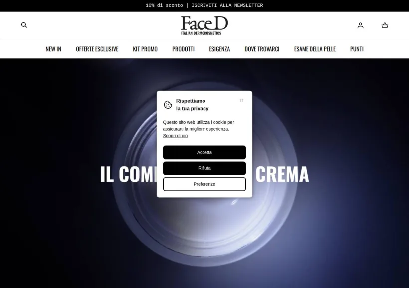 Schermata della pagina offerta di FaceD
