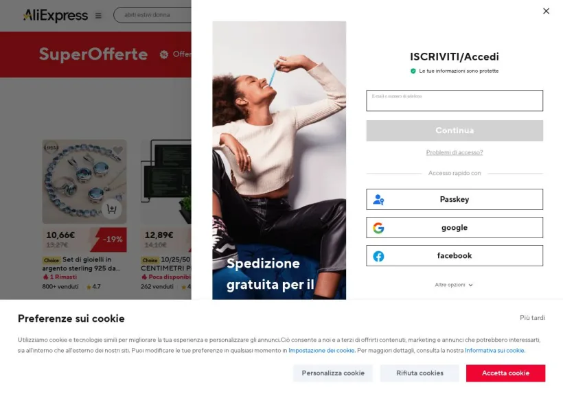 Schermata della pagina offerta di AliExpress