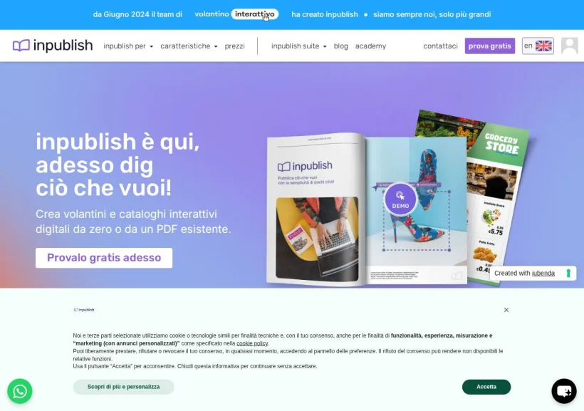 Schermata della pagina offerta di Inpublish