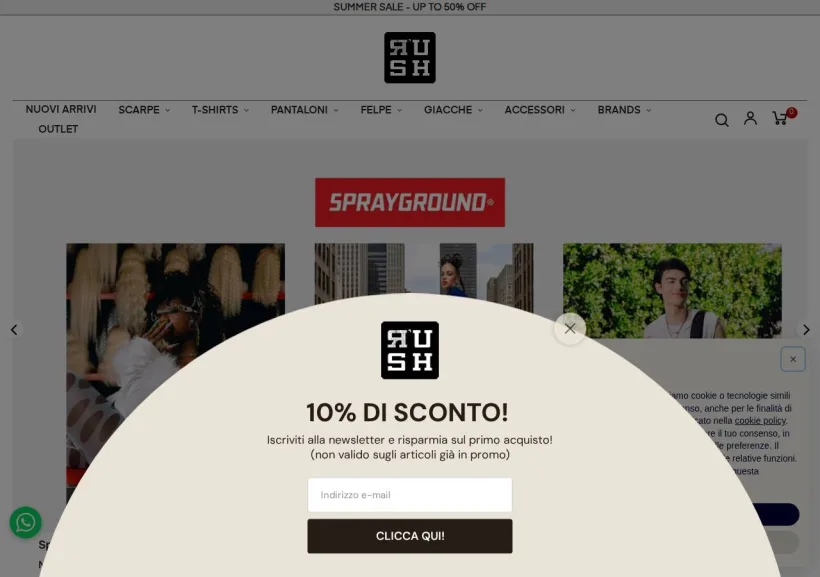 Schermata della pagina offerta di Rush Italy