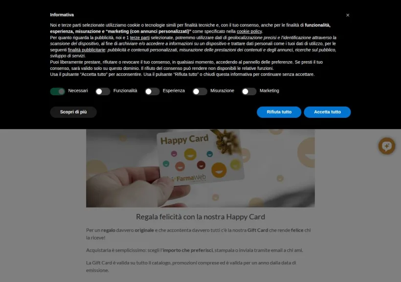 Schermata della pagina offerta di FarmaWeb