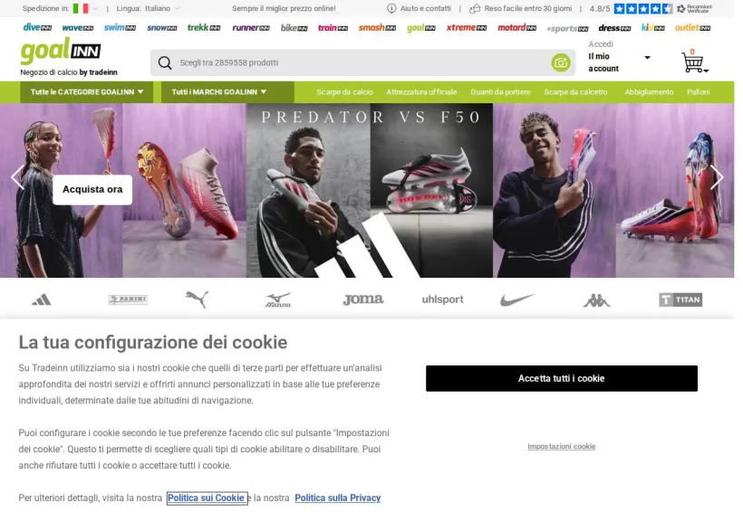 Schermata della pagina offerta di Goalinn