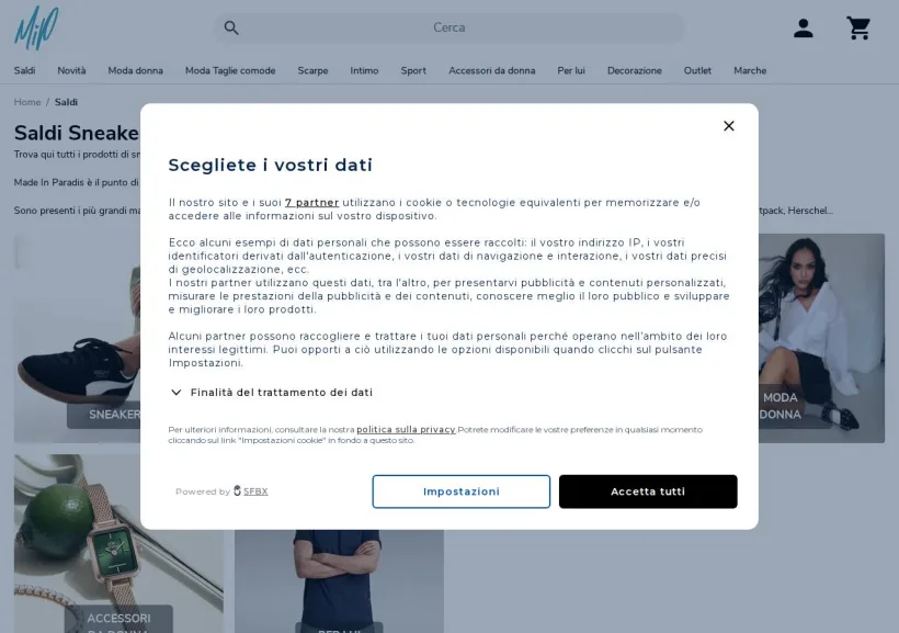 Schermata della pagina offerta di Made in Paradis