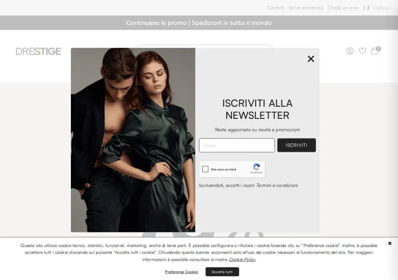 Schermata della pagina offerta di Drestige