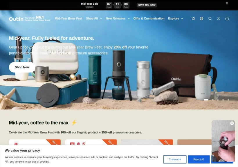 Schermata della pagina offerta di OutIn