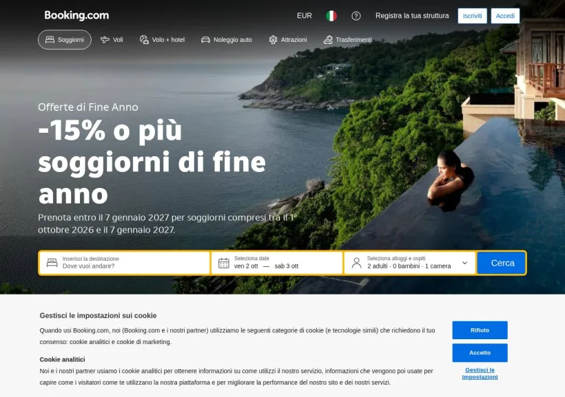 Schermata della pagina offerta di Booking
