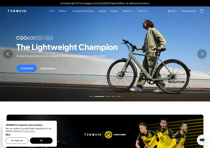 Schermata della pagina offerta di Tenways