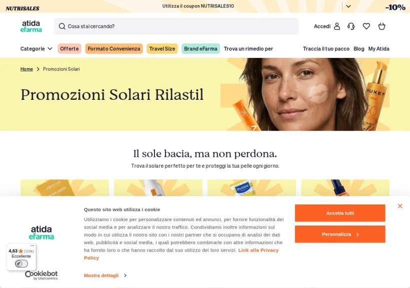 Schermata della pagina offerta di eFarma