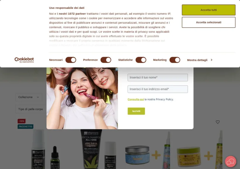 Schermata della pagina offerta di La Saponaria