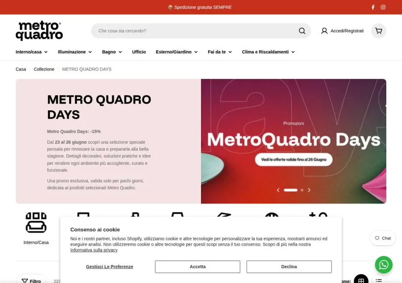 Schermata della pagina offerta di Metro Quadro