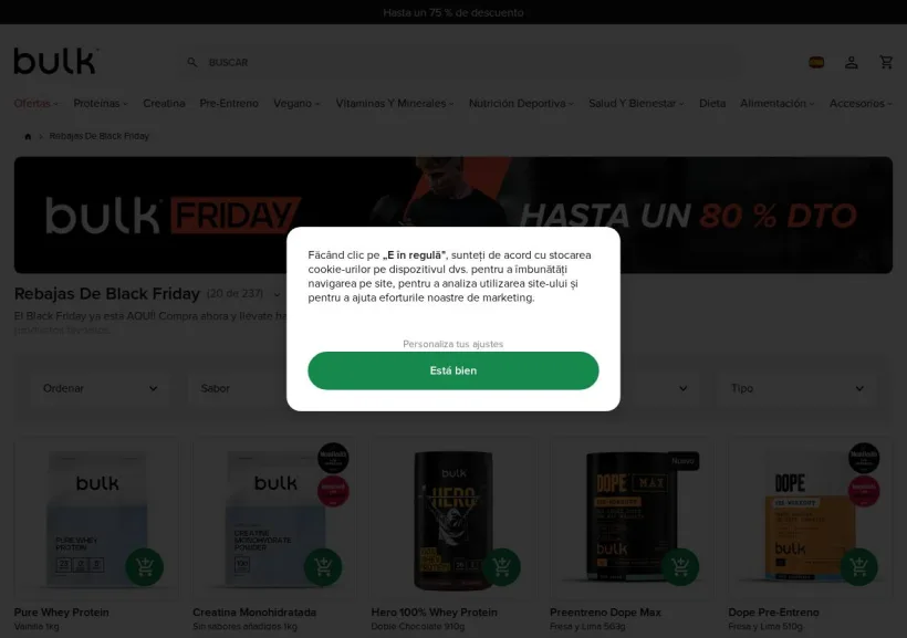 Schermata della pagina offerta di Bulk