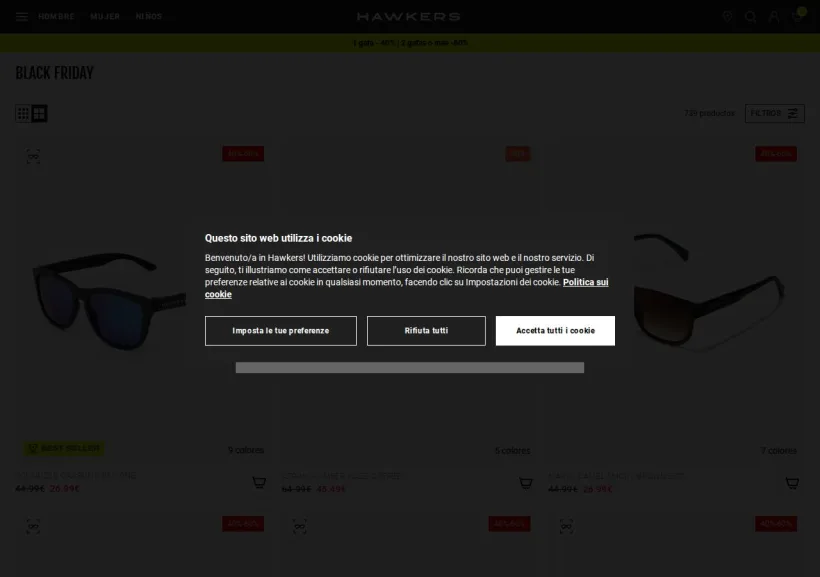 Schermata della pagina offerta di Hawkers