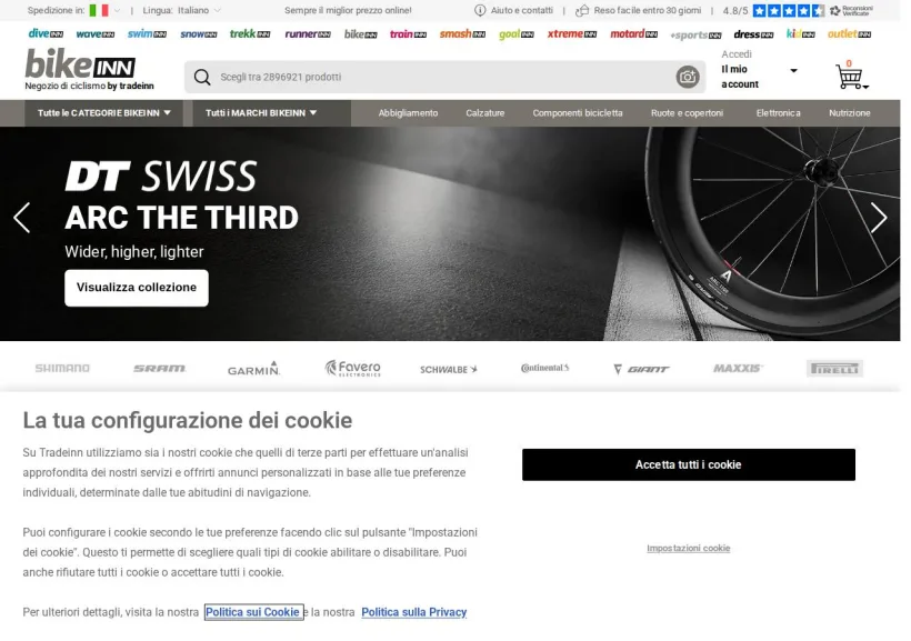 Schermata della pagina offerta di Bikeinn