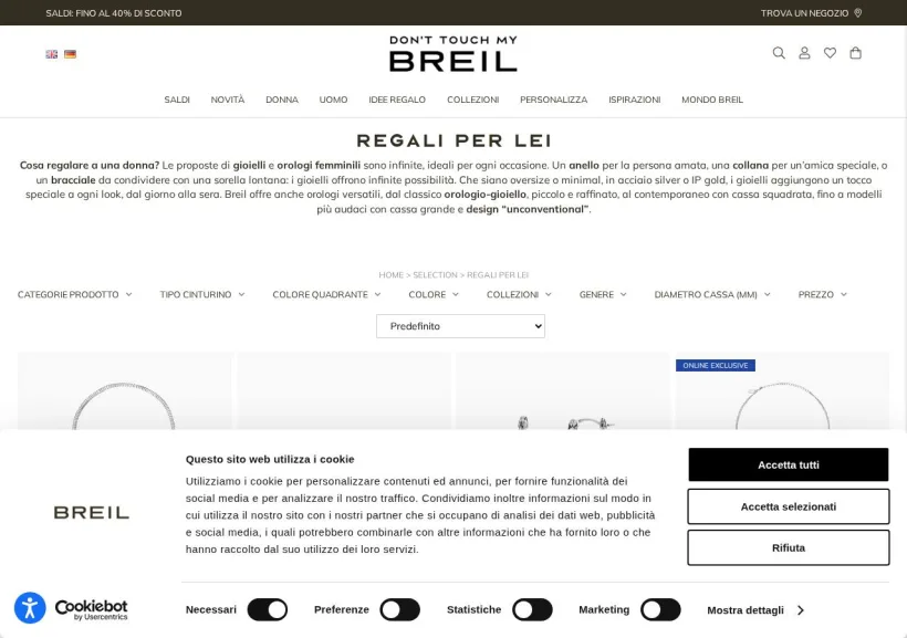 Schermata della pagina offerta di Breil