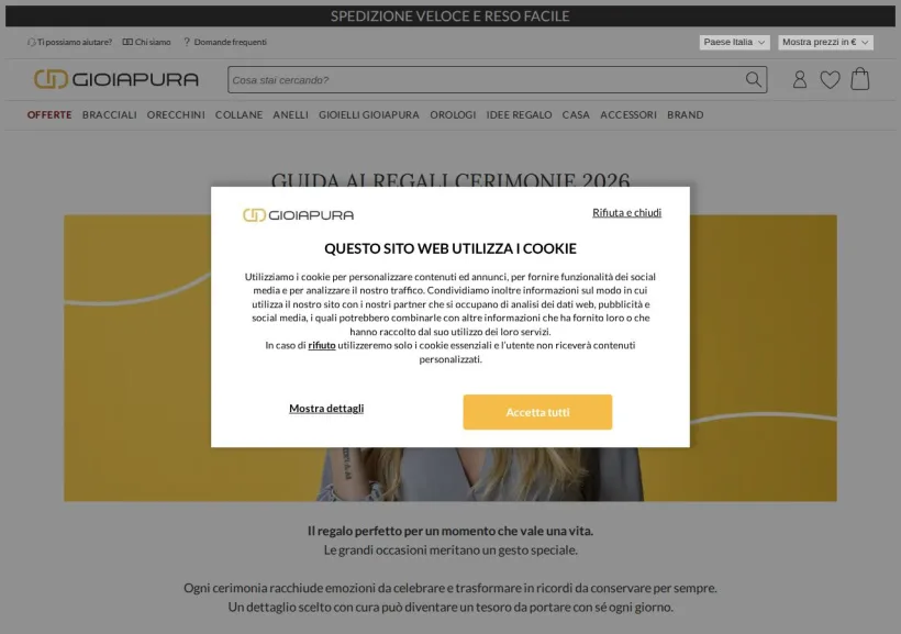 Schermata della pagina offerta di GioiaPura