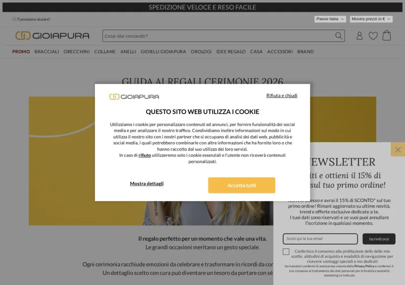 Schermata della pagina offerta di GioiaPura
