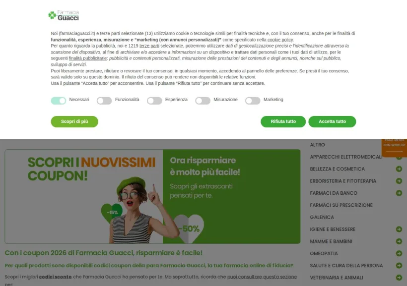 Schermata della pagina offerta di Farmacia Guacci