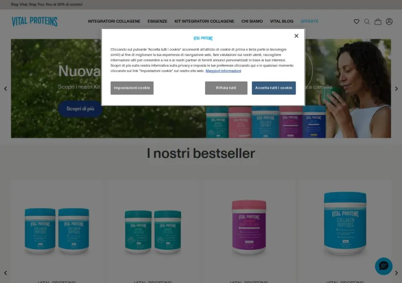 Schermata della pagina offerta di Vital Proteins