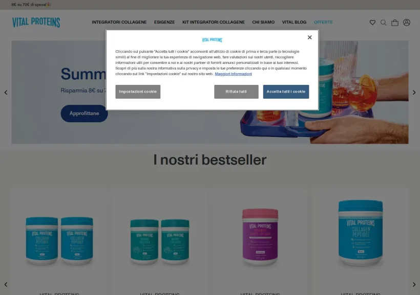 Schermata della pagina offerta di Vital Proteins