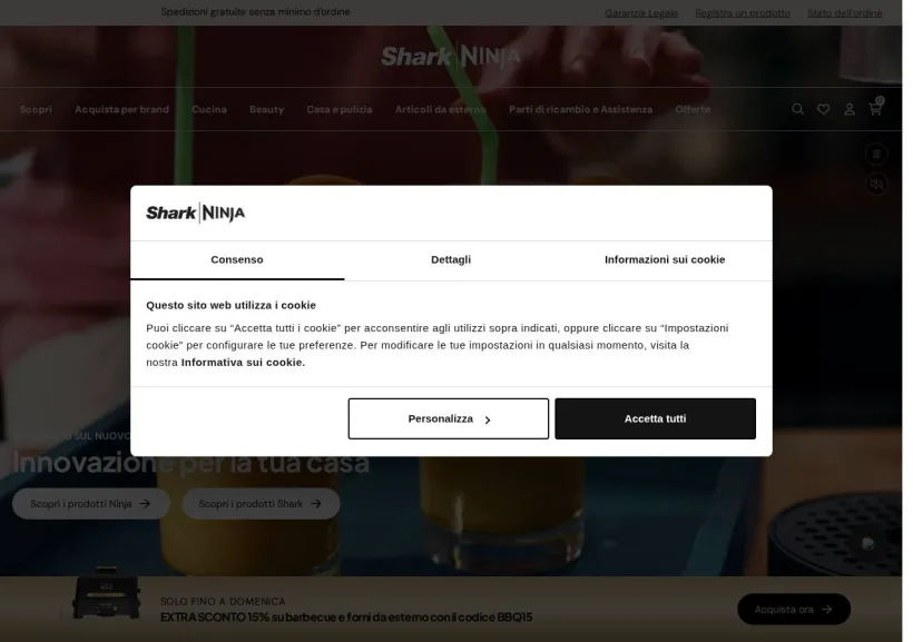 Schermata della pagina offerta di Ninja Kitchen