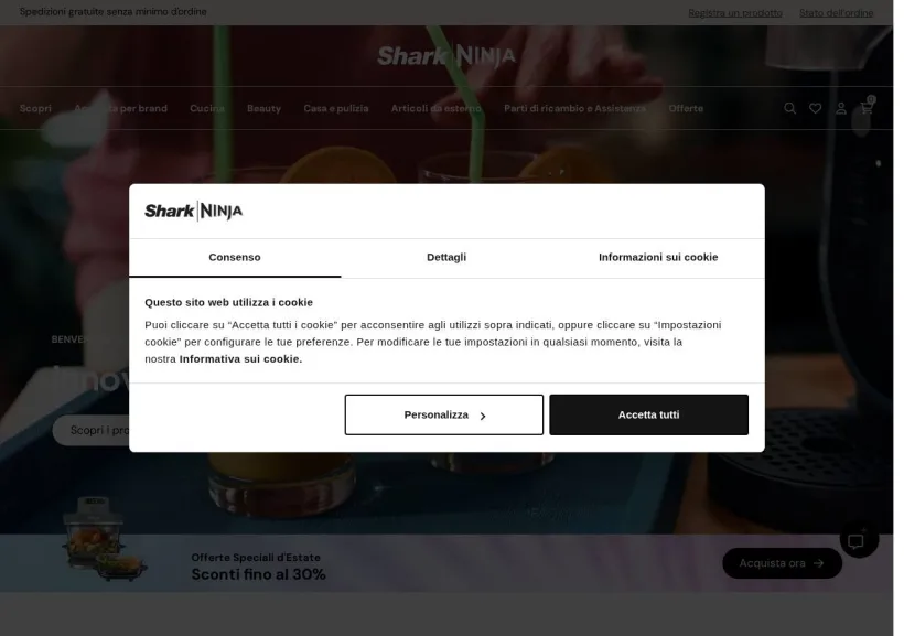 Schermata della pagina offerta di Ninja Kitchen