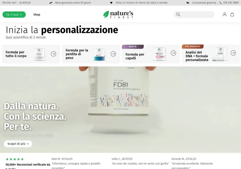 Schermata della pagina offerta di Nature's Finest
