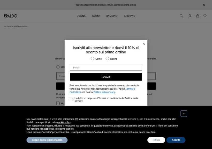 Schermata della pagina offerta di Eraldo