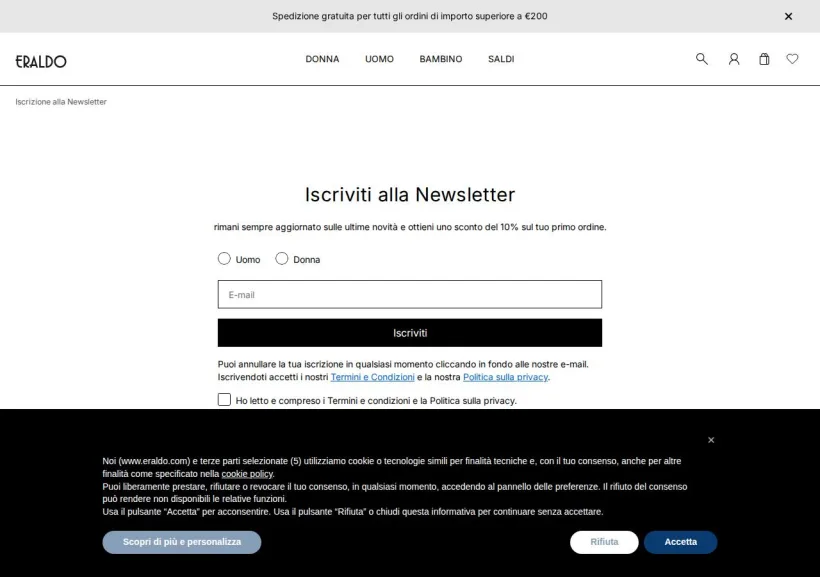 Schermata della pagina offerta di Eraldo